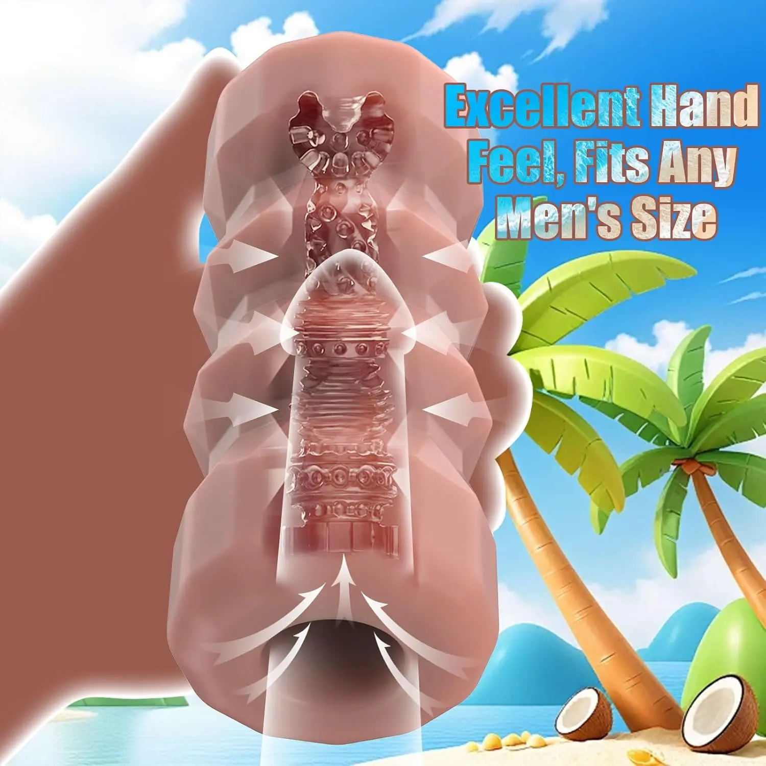 Juguetes sexuales masturbador masculino: Stroker de vagina de bolsillo, funda de masturbación masculina de TPE con textura 3D, juguete sexual de mamada para entrenamiento de pene