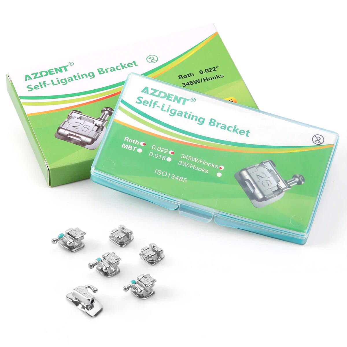 AZDENT 5 Boxes Dental Orthodontic Brackets Braces Passive Self Ligating Split Welding with Buccal Tube Roth/ MBT 0.022 345 Hooks