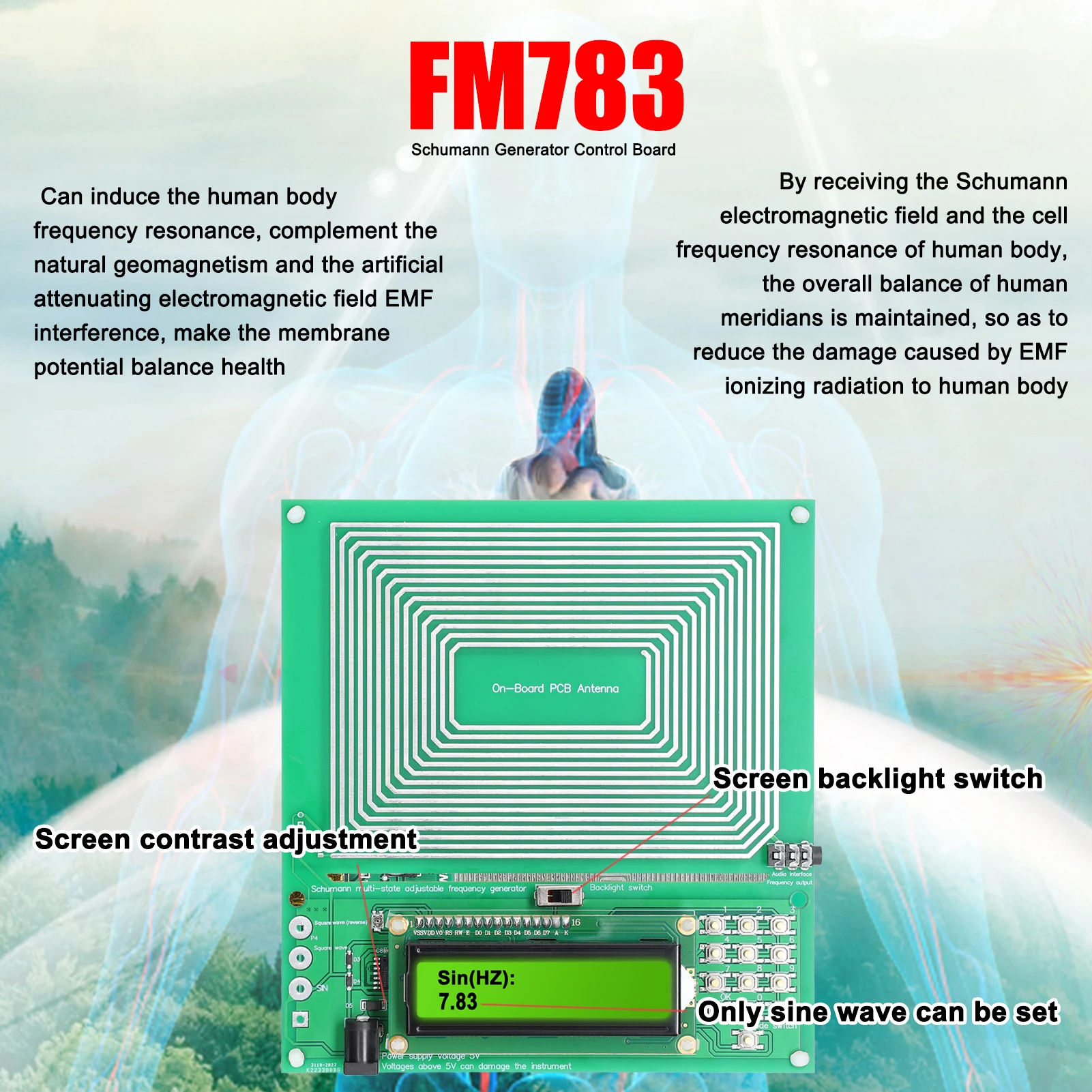 Adjustable 0.001Hz-200KHz 7.83HZ Schumann Resonance UltraLow Frequency PulseWave Generator Audio Resonator