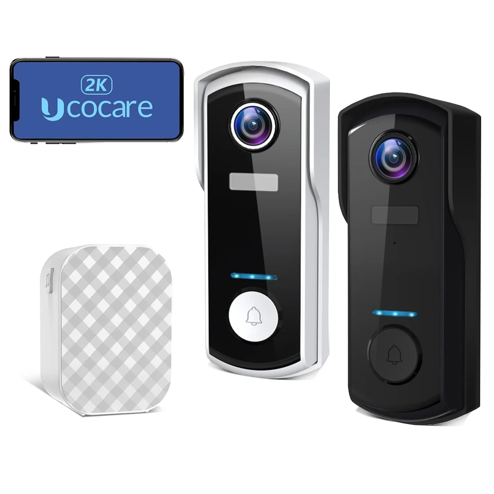 UCOCARE 2K/4MP Wireless Video Doorbell WIFI Smart Outdoor Home Video Intercom Human Detection Door Bell Camera With Chime P1