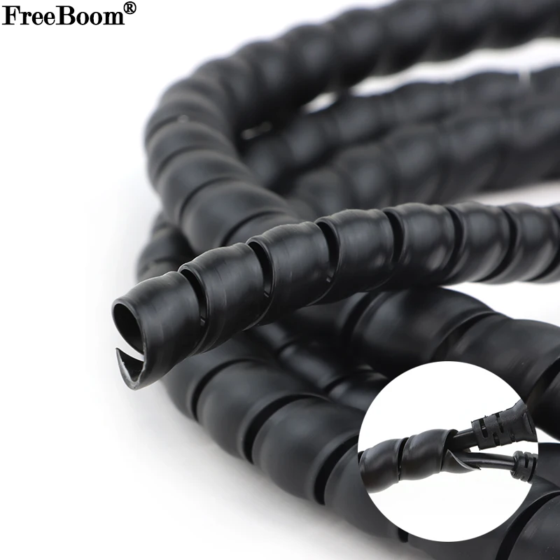 1~10m Line Organizer Pipe Wire Protector Black 8 ~ 35mm Cable Sleeve Cover Protection Durable Flexible Spiral Wrap Winding Tube
