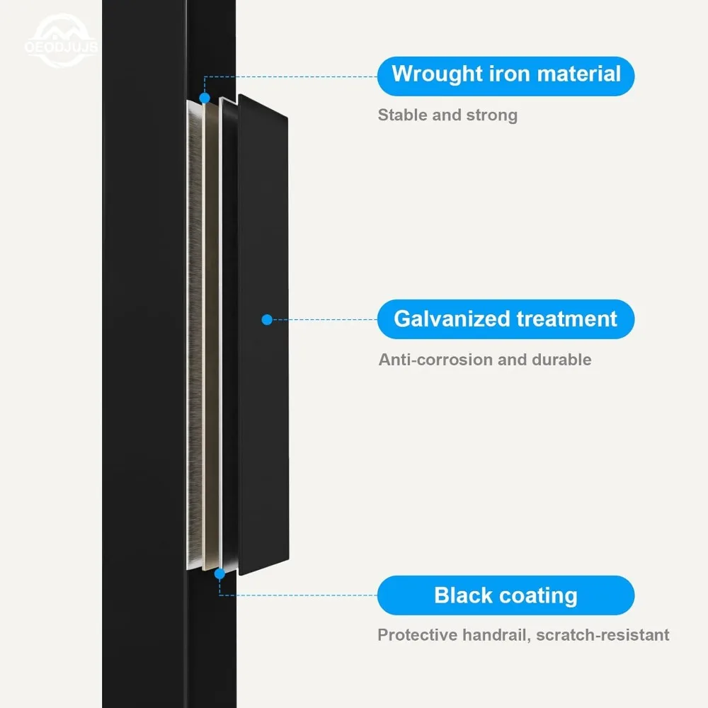 درابزين حديث من الحديد المطاوع باللون الأسود غير اللامع على شكل حرف U للسلالم الداخلية والخطوات الخارجية مع تصميم S Scroll #4