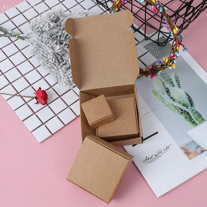 10pcs Brown Kraft Paper Aircraft Gift Boxes Blank Handmade Soap Packing Box