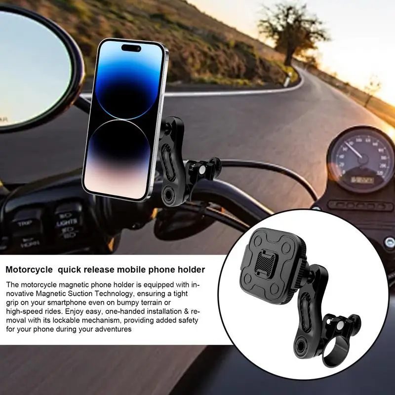 Motorcycle Magnetic Phone Holder 360-degree Rotation Bikes Handlebar Navigation Mount Anti-Vibration Bicycles Mobile Phone stand