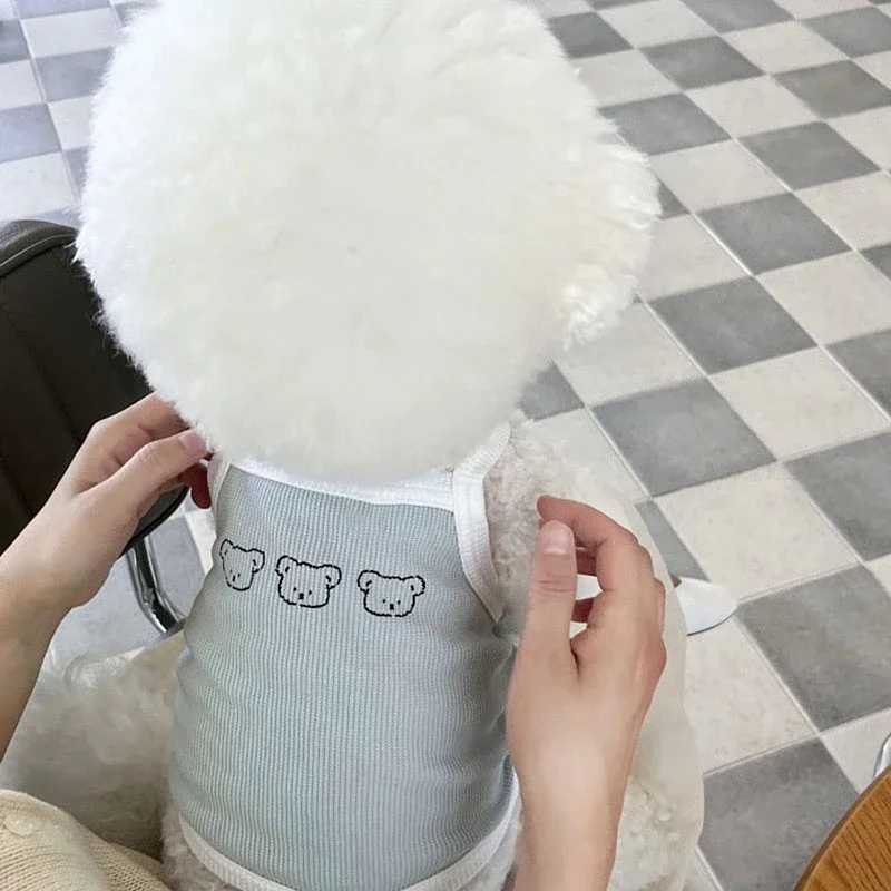 

Puppy Summer Cute Bear Pet Camisole Thin Breathable Solid Color Dog Vest Cat Clothes Puppy Bichon Chihuahua Small Dog Clothes