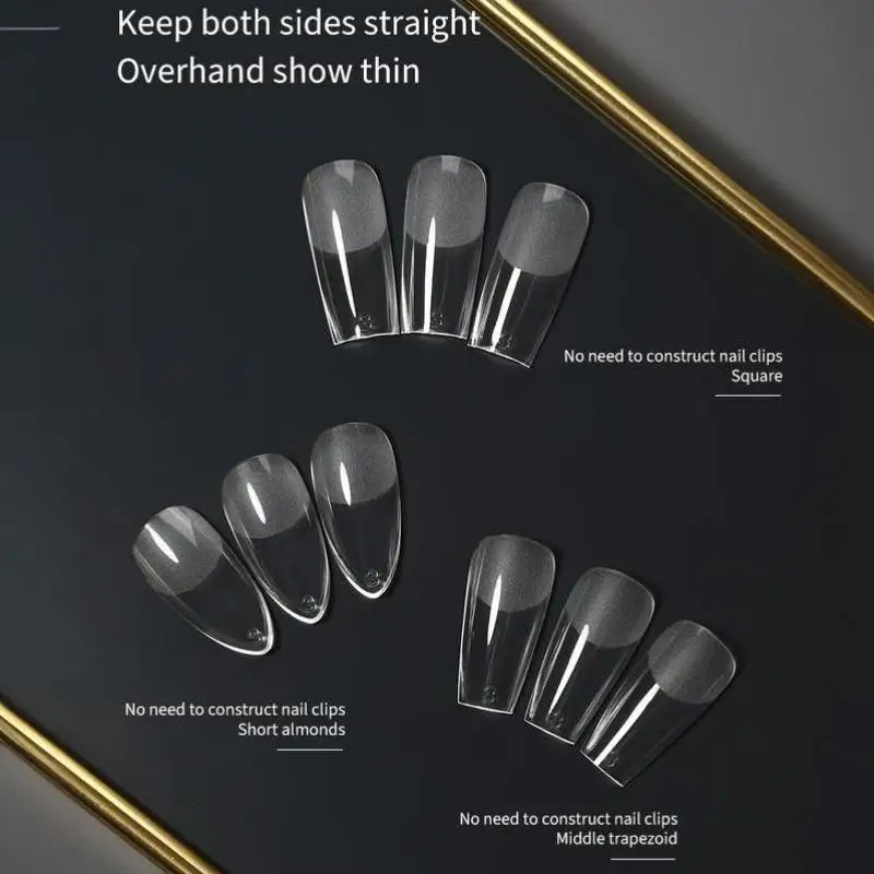 320 Stück Transparente Formgebende Nagelaufkleber Nahtlose Verlängerung Kurze Mandelform Quadratische Mittlere Trapezförmige Kurze Elliptische Nägel – Detail 9