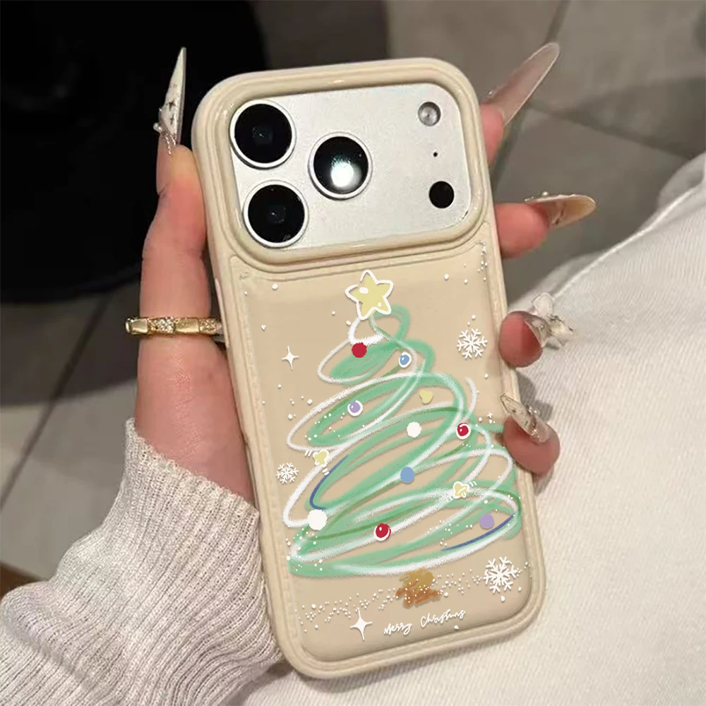 Ins Star Christmas Tree Soft Phone Case For iPhone 17 16 15 14 Plus 13 12 11 Pro MAX 17Air Y2k Shockproof Phone Cover