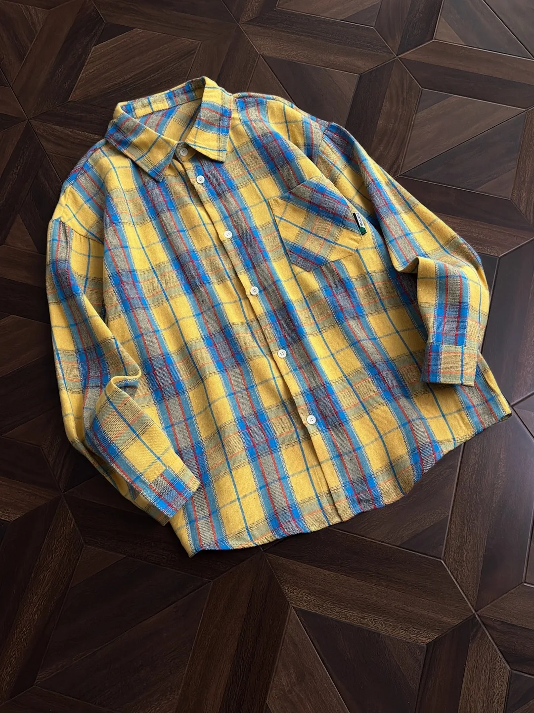 

Ретро-рубашка в американском стиле с длинным рукавом, желтая в клетку, свободного кроя, для мужчин и женщин, модная, для пар, высококачественная, тонкая верхняя одежда, повседневная рубашка