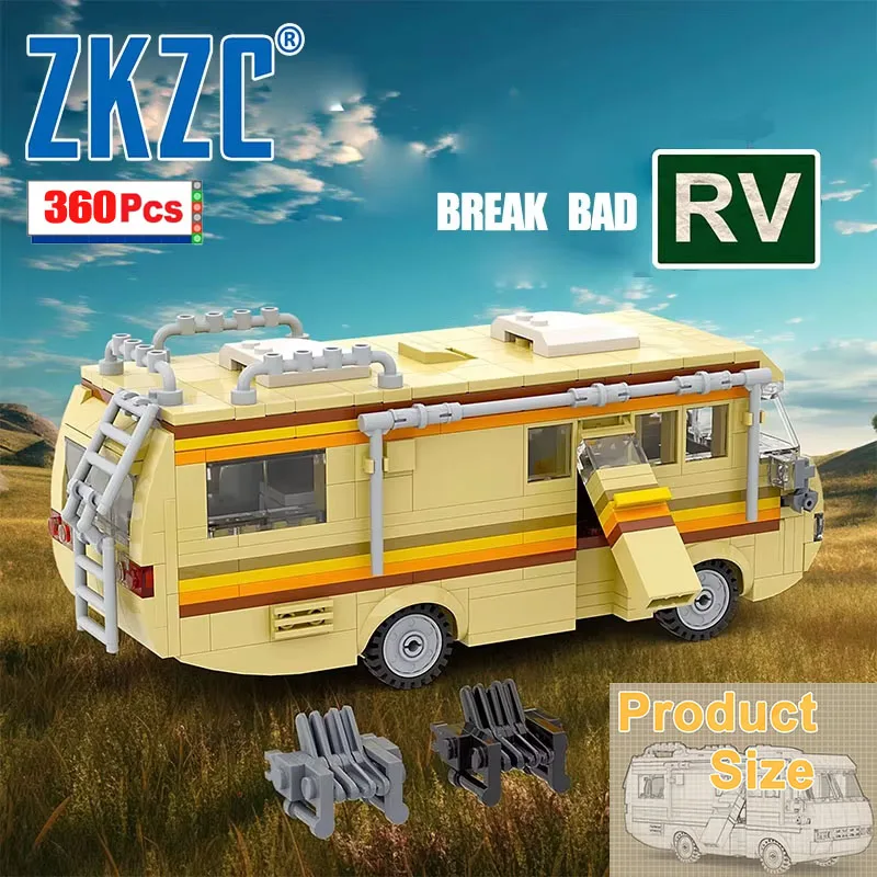 

ZKZC Originality City Destruction Motor Home DIY Building Block MOC Outdoor Camping Car Brick Children Puzzle Toys Model Gifts