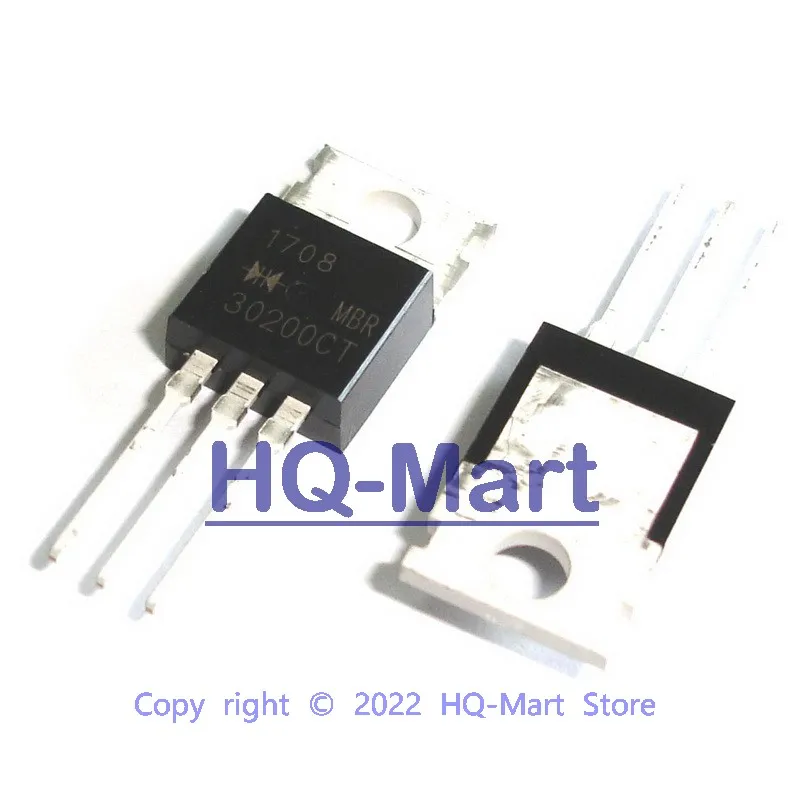 5 PCS MBR30200CT TO-220 MBR 30200 30.0 Amperes Heatsink Dual Common Anode Schottky Half Bridge Rectifiers Transistor Diodes