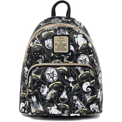 Loungefly-Bolso de hombro con doble correa para mujer, Mini mochila de Disney pesadilla antes de Navidad, tarjeta de Tarot AOP