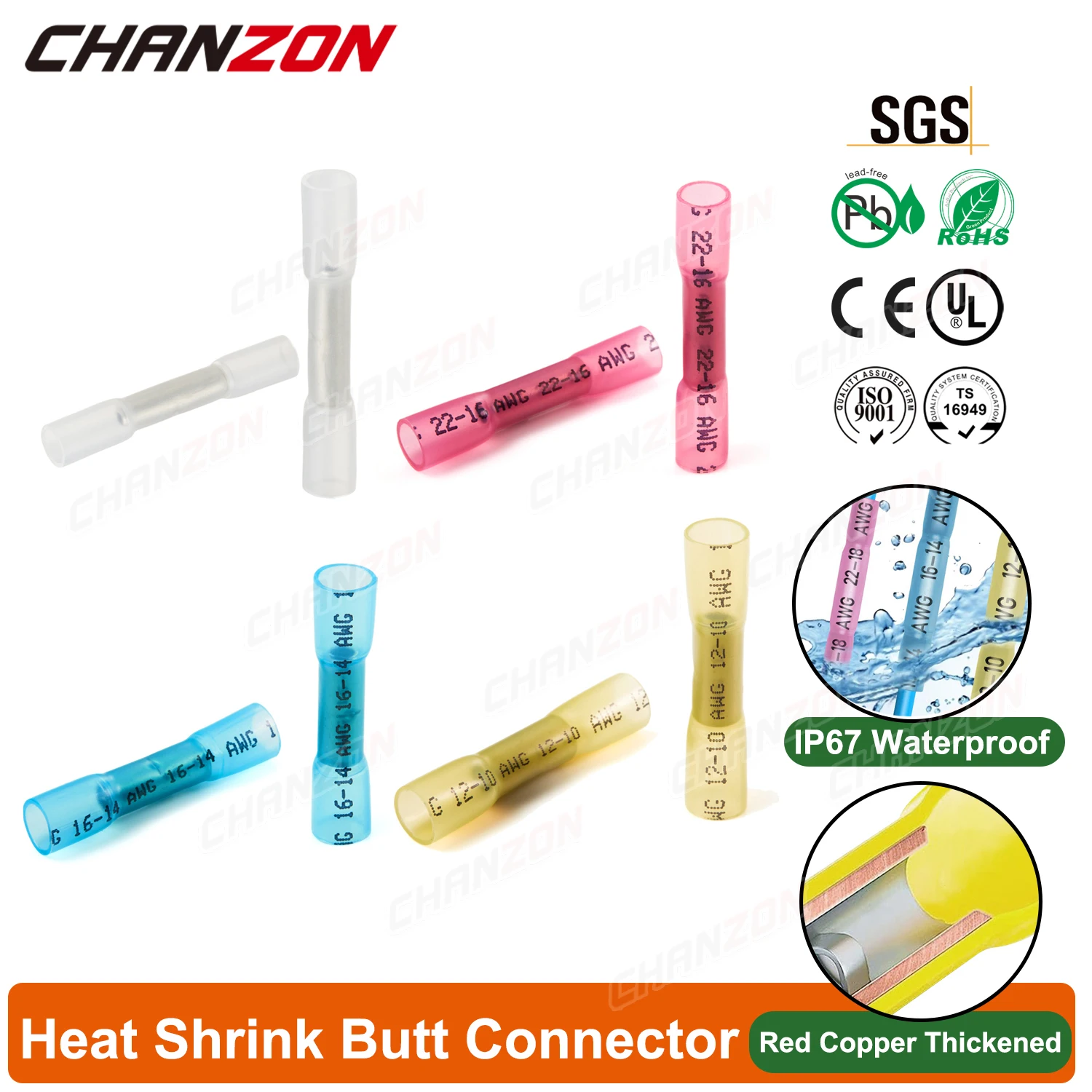 

50/100PCS Heat Shrink Butt Wire Connectors Waterproof Shrinkable Solder Crimp Splice Wirefy Electrical Cable Joint Tube Terminal