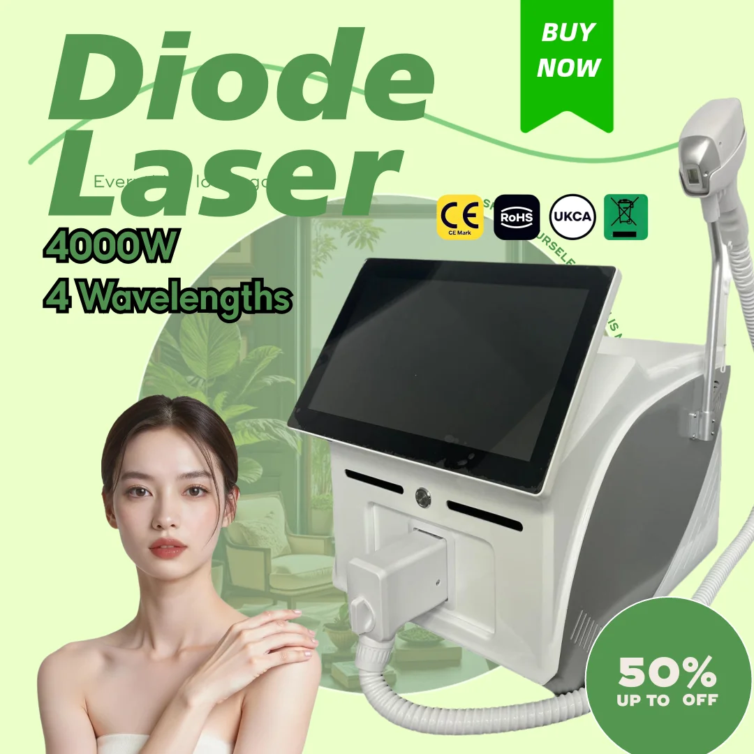 Full Body Universal Single Hand Laser Hair Removal System, 755 808 940 1064nm Four Wavelength Coverage, 4000W High Performance