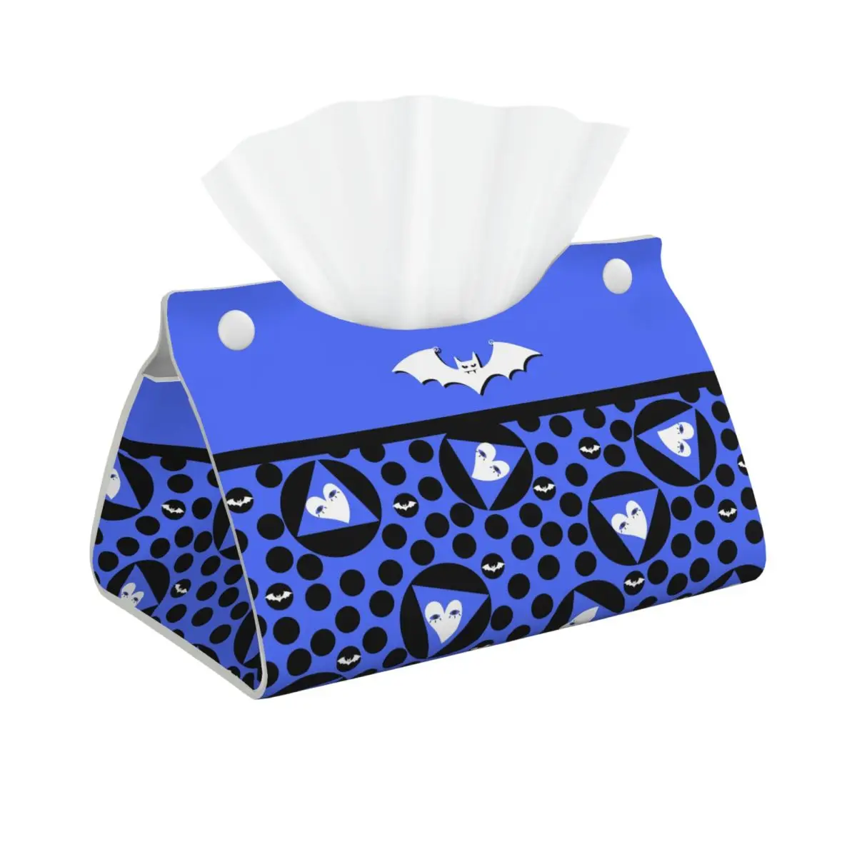 Polka Dots And White Bats Hearts Tissue Box Cover Rectangular PU Leather Goth Occult Witch Facial Tissues Holder for Bathroom