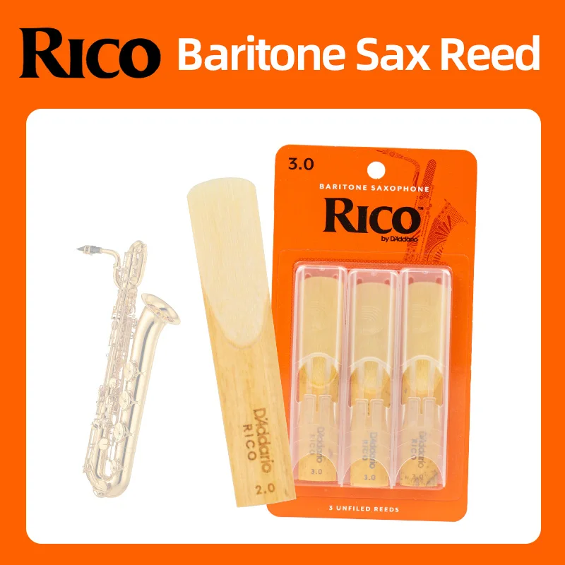 Daddario Rico Reeds Yellow Box Orange Box Baridon Alto Bass Saxophone Reeds in Eb Key Three Pieces
