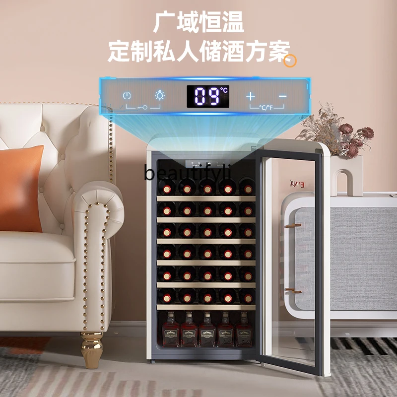 Gabinete de vino tinto Retro, gabinete con termostato refrigerado por aire, refrigerador de barra de hielo pequeño integrado para el hogar