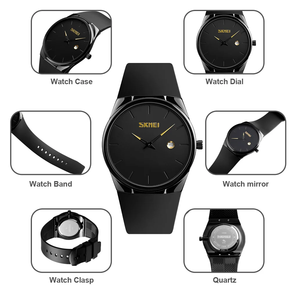 SKMEI Business Shockproof Sport Fashion Quartz Watches For Men Women Casual Simple Wristwatch 3Bar Waterproof Date Outdoor Watch