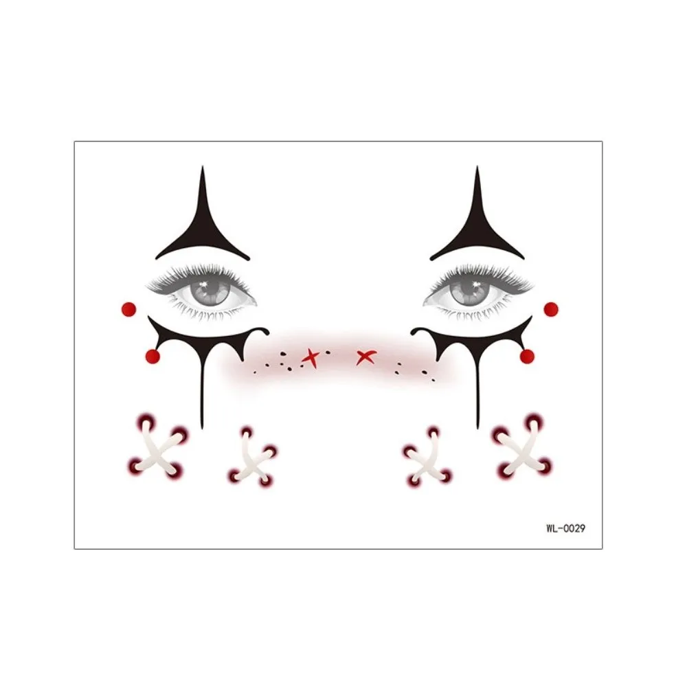 Make Up Joker Face Tattoo Sticker Waterproof Face Art Circus Clown Temporary Tattoo Long Lasting DIY Little Witch Face Sticker