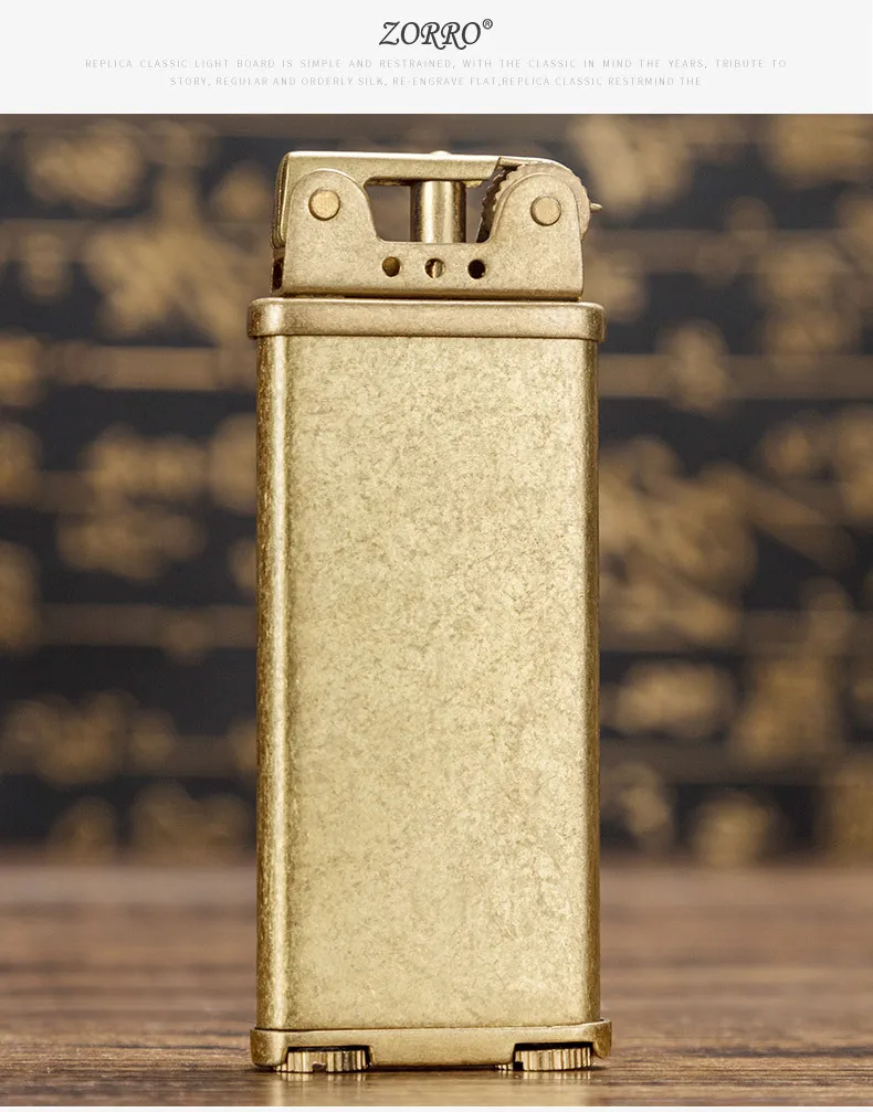 

Zorro Z585 Ultra-Thin Brass Metal Lighter metal rocker arm lighter lifetime lighter plate lighter