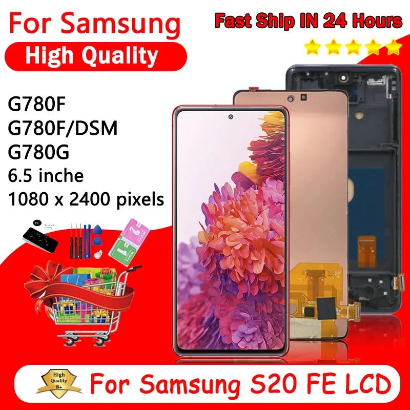 AMOLED For Samsung S20 FE S20 Fan Editio G780 LCD Touch Digitizer For Samsung S20FE 5G G781 S20 Lite Display Frame