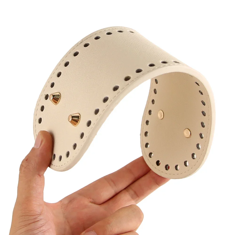 18x5cm PU Leather Bag Bottom Base Pad Pre Drilled Holes Metal Rivet DIY Woven Knit Handbag Craft Making Accessories