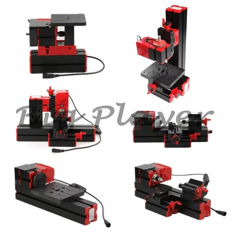 Mini Lathe DIY 6 in 1 Multifunctional Metal Woodworking Lathe Numerical Control Tool Puzzle Grinder Drilling Machine