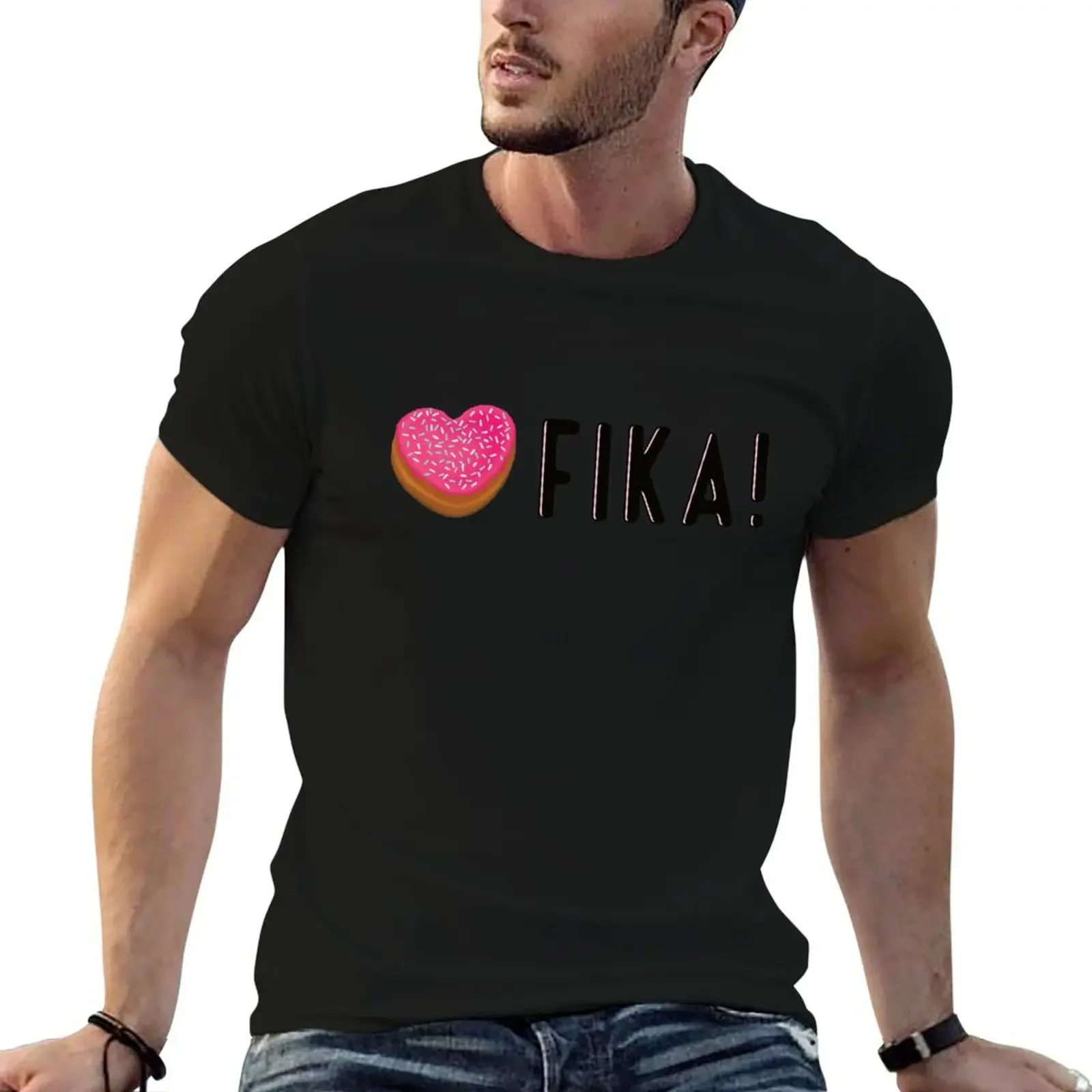 

Love fika - lskar fika T-Shirt Short sleeve tee sports fans Anime t-shirt men graphic t shirts