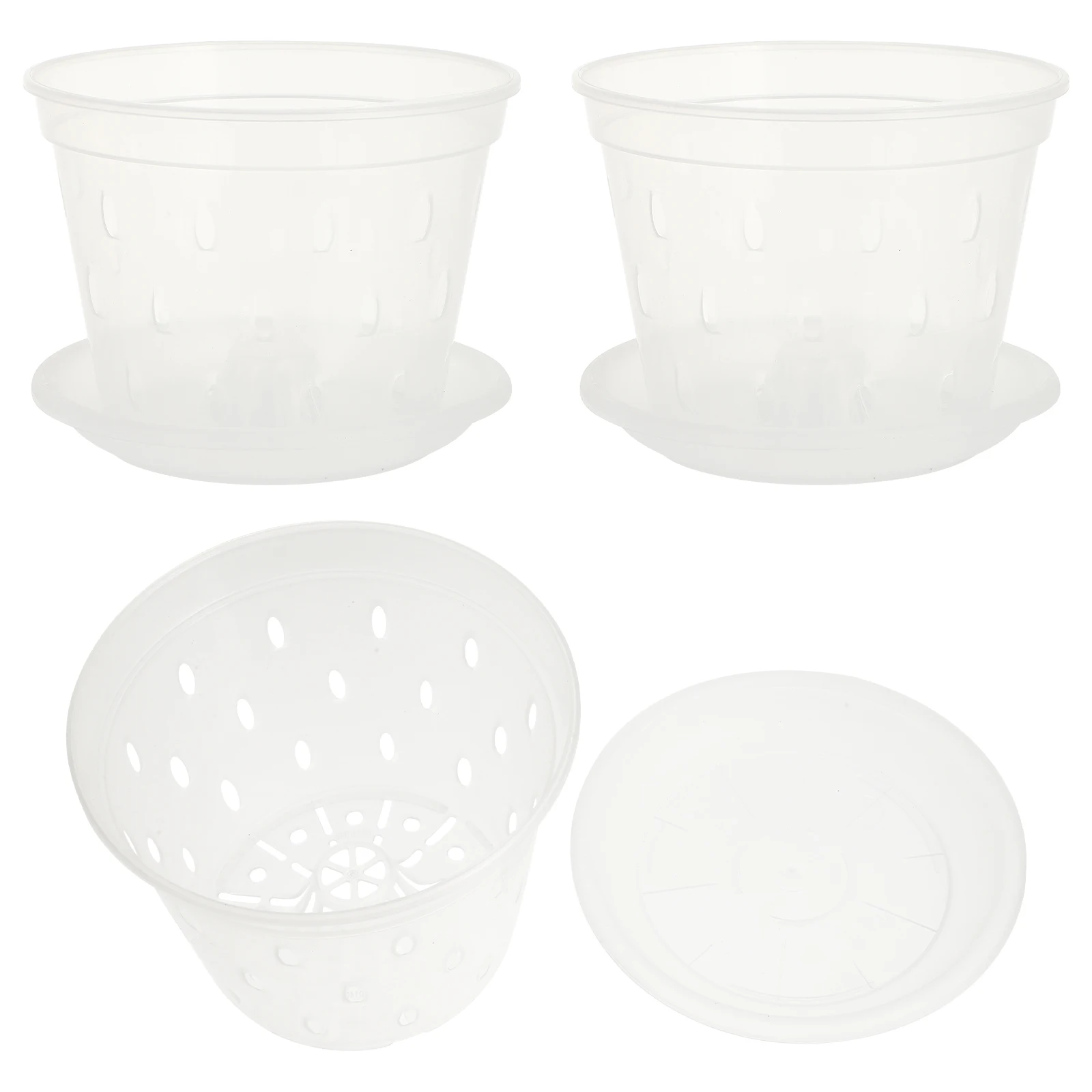 

Transparent Flower Pot 3 Sets Hanging Container for Phalaenopsis Mesh Plant Pots Breathing Root Control Pot