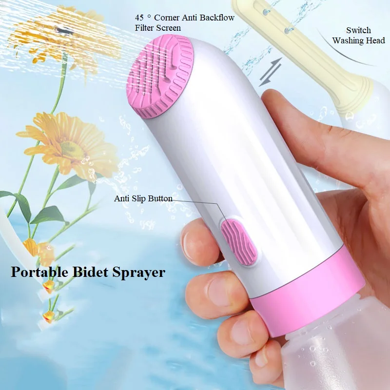 Electric Portable Bidet Handheld Rechargeable Battery Bidet Water Sprayer Travel Bidet Bottle with Bottle with USB Cable