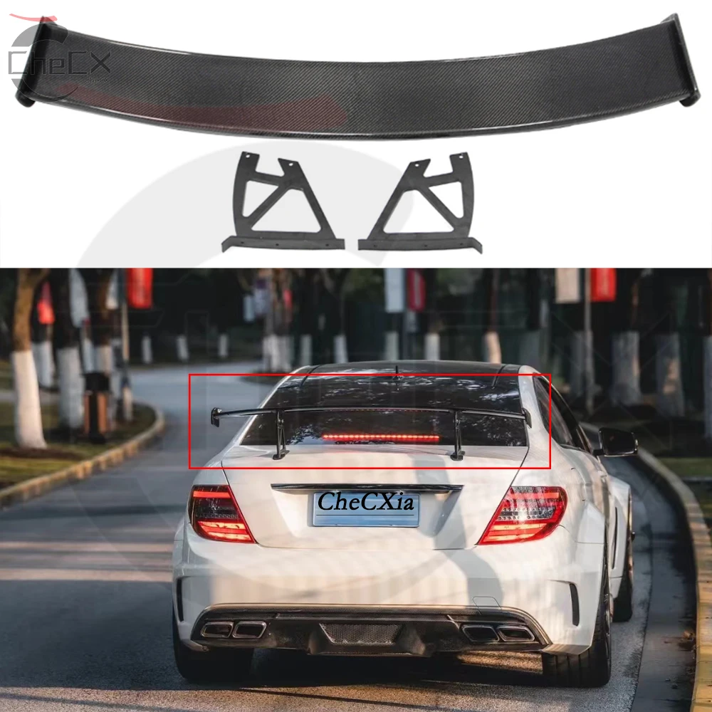 

For Mercedes Benz C-Level 204 C63 AMG Coupe 100%Real Carbon Fiber Black Series Trunk Spoiler Rear Wing 2Door 2007-2014 BS Style