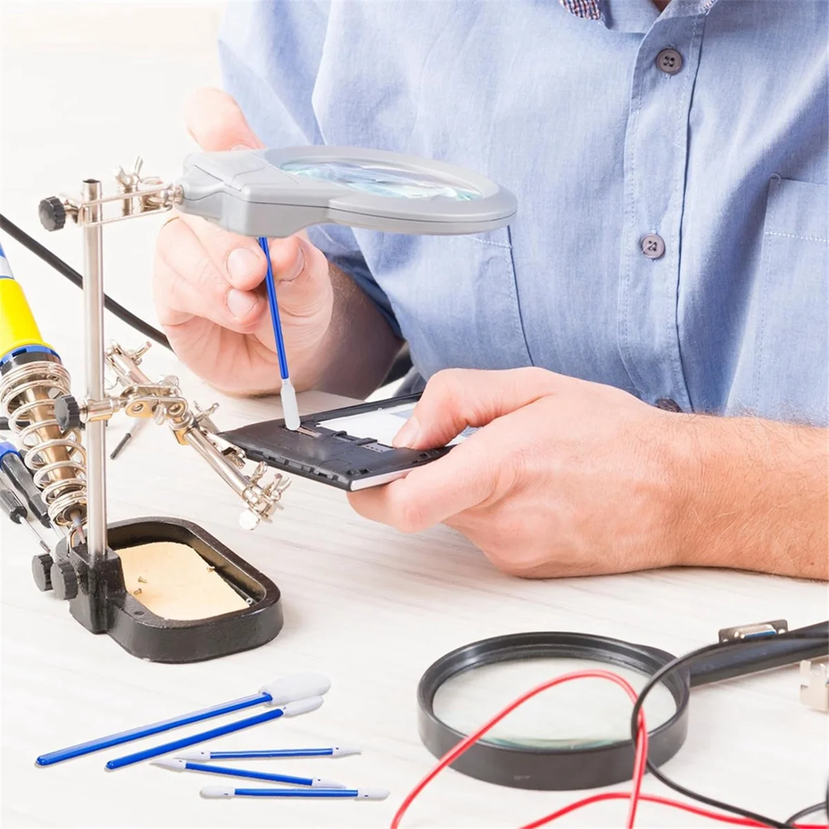 New 500 Pack Foam Tip Cleaning Swab Kit Cleanroom Sponge Stick 5 Types Multi Purpose Foam Swabs Lint Free Foam Tip Swab