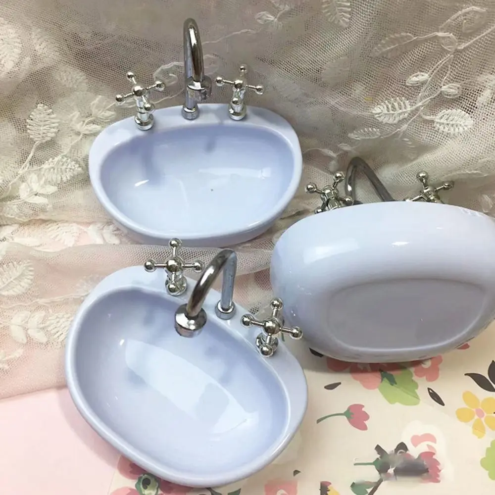 Scene Model Simulation Washing Photography Props 1/12 Scale Dollhouse Bathroom Washbasin Miniature Furniture Doll Accessories