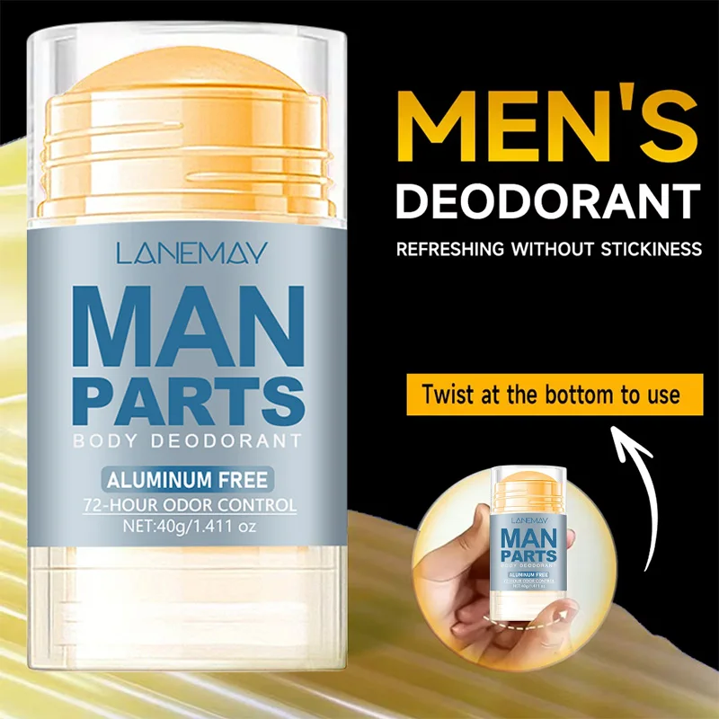 Men Body Deodorant Stick 72‑hour Odor Control Glycerin Mint Scent Long Lasting Fragrance Refresh Skin Care Deodorant Stick 40g