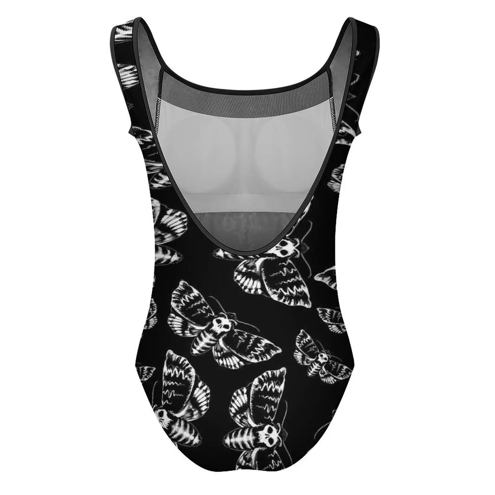 Costume da bagno con stampa gotica White Death Head Moth costumi da bagno interi Push Up Fantasy Monokini Sexy Surfing body fai da te personalizzato