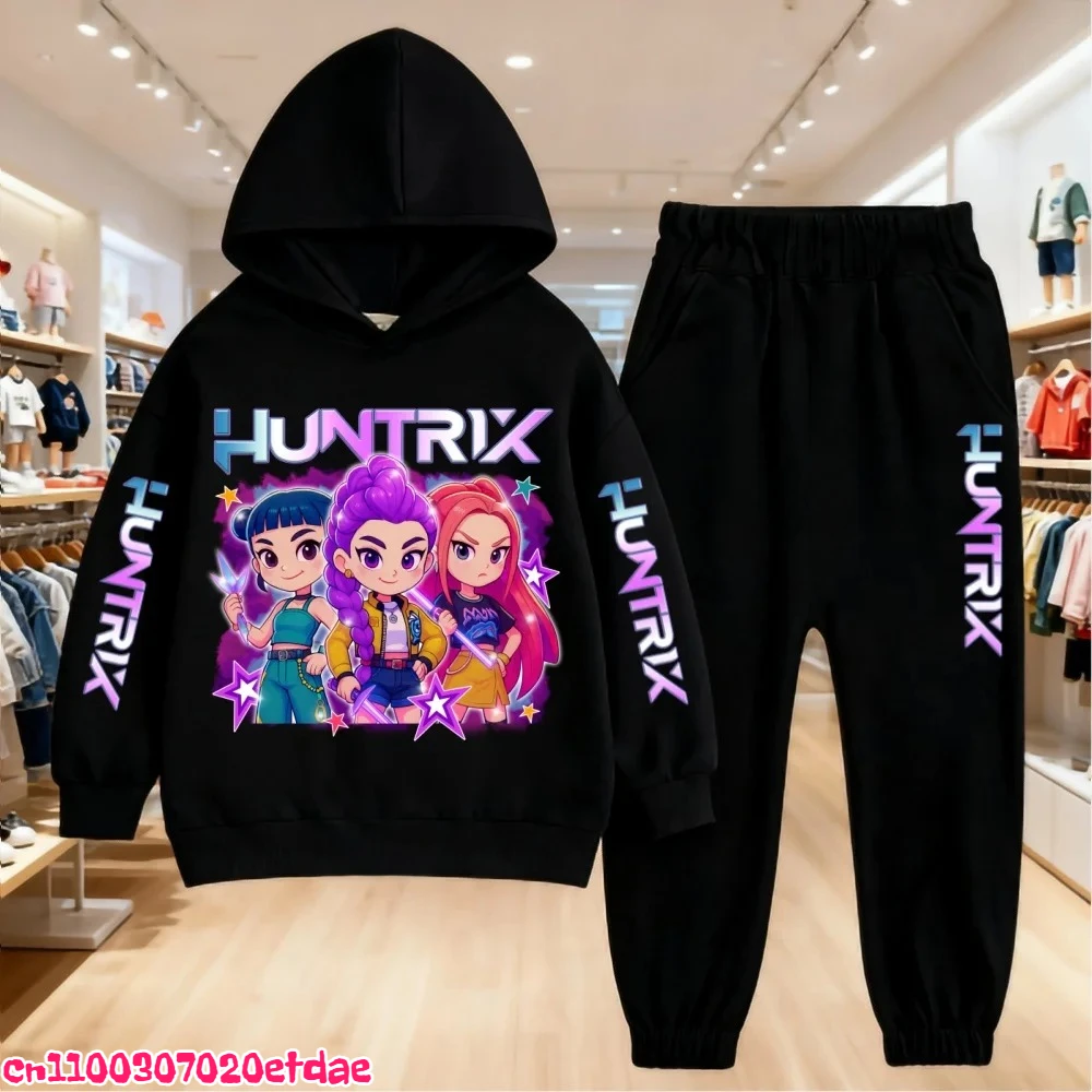 

2026 KPop Demon Hunters Kids Hoodie Set Boys Teen Girls Hoody Sweatshirts with Pants Tracksuit Children's Autumn Clothing 2pcs