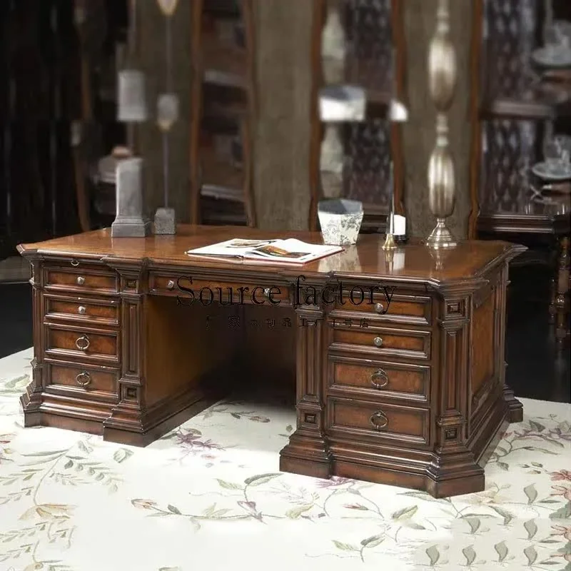 Essential Office Supplies American solid wood classical writing desk office computer desk boss desk