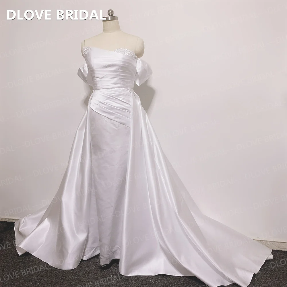 Custom Made Satin Wedding Dress with Detachable Skirt Factory Bridal Gown Spring Vestido De Novia