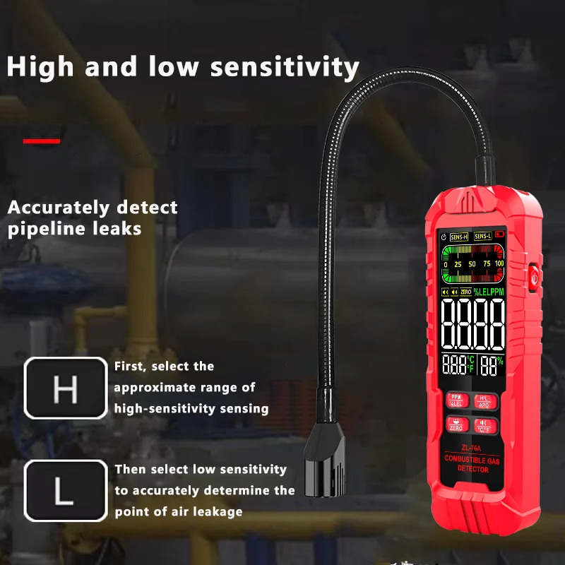 Détecteur de fuite de gaz, Co2 naturel Combustible, alcool inflammable, analyseur de méthane gpl, alarme sonore Rechargeable, testeur PPM LEL