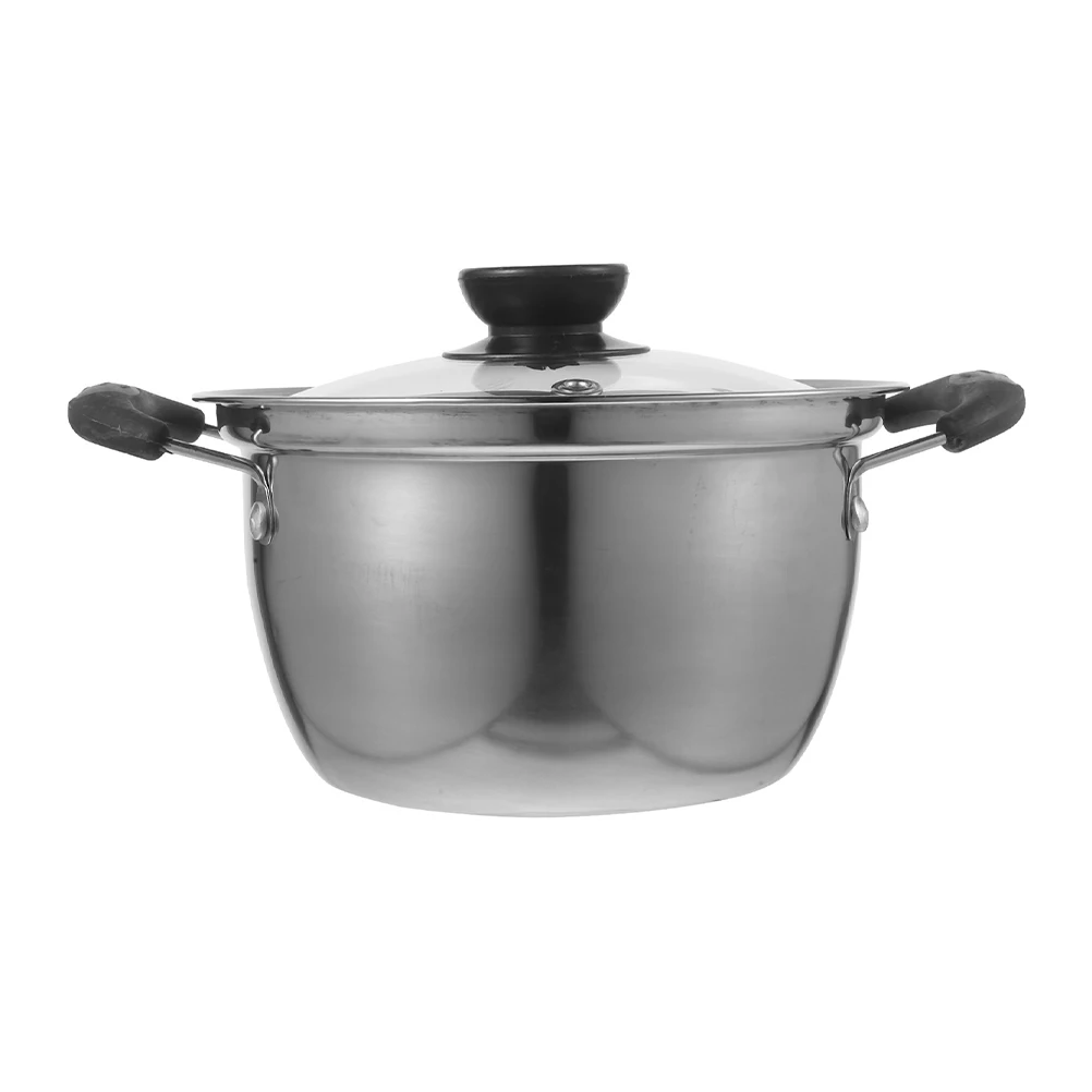 

Stainless Steel Dual Handle Soup Pot Deep Polished Metal Stockpot Kitchen Cookware Non-Stick Saucepan For Soup Noodles