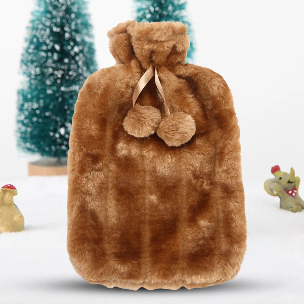 Plush Hot Water Bottle Cover Removable Faux Fur Heat Preservation Cover Winter Hot Water Bottle Cover for Women Seniors