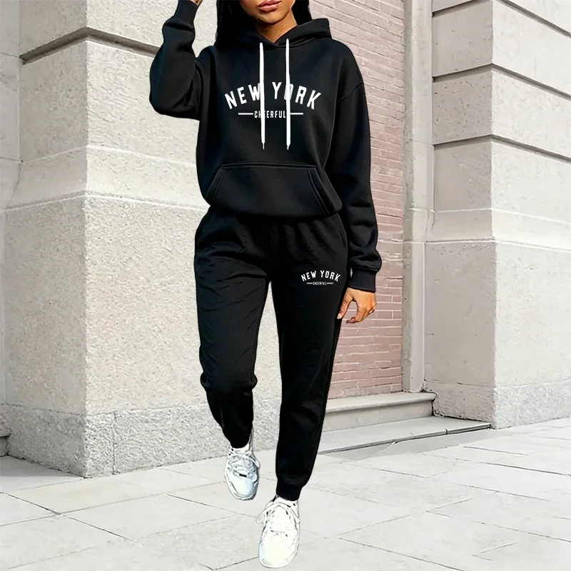 NEW YORK Women's Tracksuit Autumn Winter Hoodies Trousers 2PCS Suit Sports Jogging Street High quality Clothes Women Pants Sets