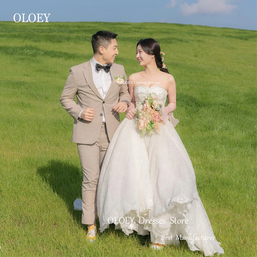 OLOEY 2023 błyszcząca księżniczka kochanie linia suknie ślubne Korea ogród koronkowe z koralikami suknie ślubne Sweep Train Mariage eleganckie