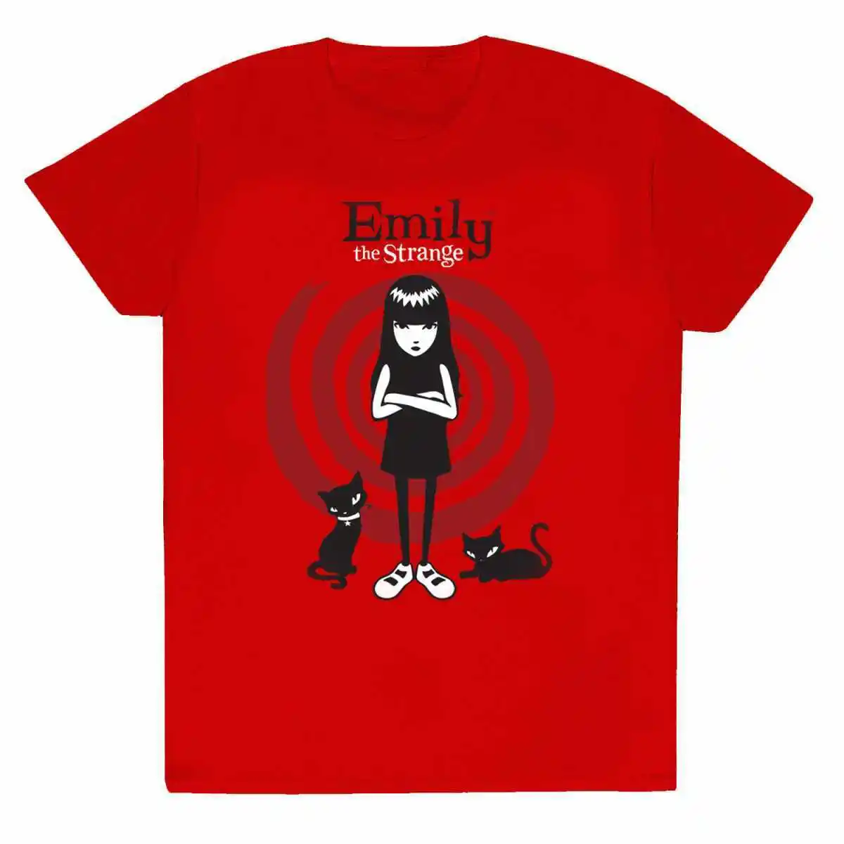 Emily The Strange Cat Red Swirl Official Licensed T Shirt