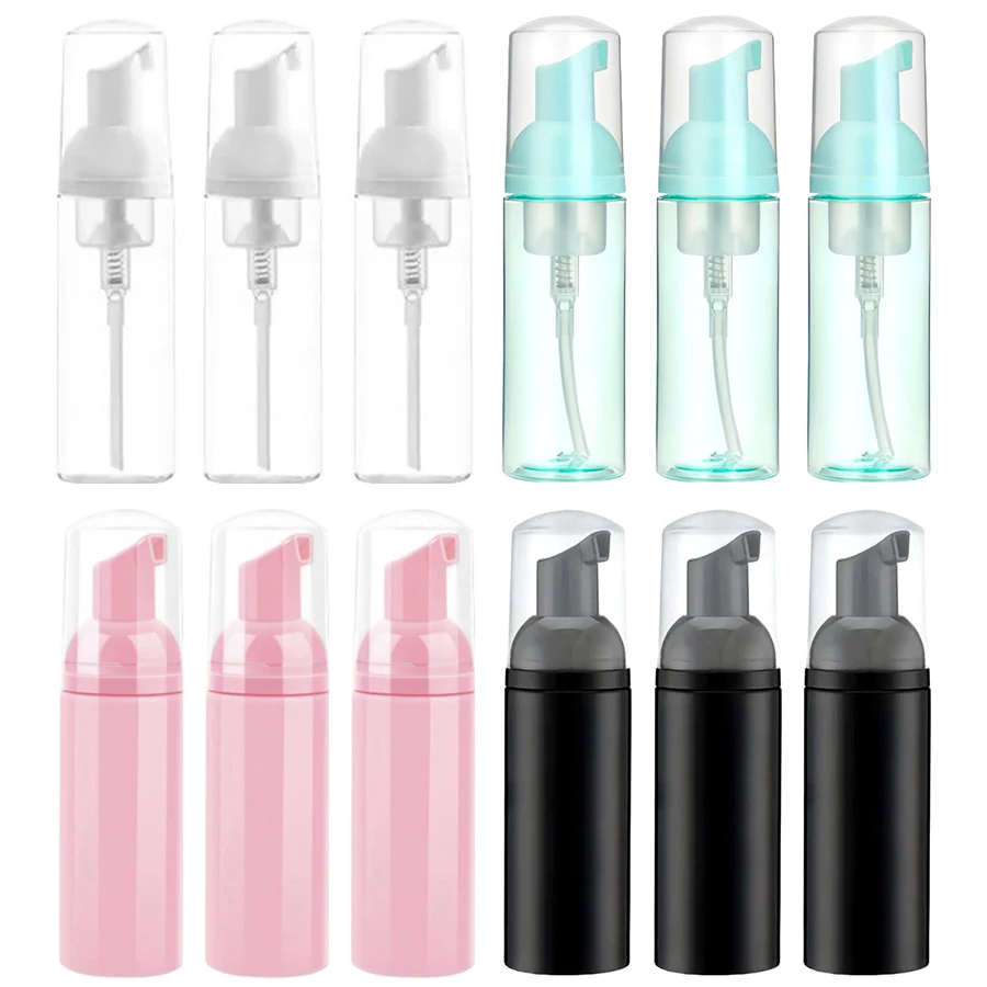 Bouteille de Mousse pour cils de 60ml, 3 pièces, Mousse rechargeable, nettoyant pour le visage, pompe à Mousse, distributeur de shampoing, récipient vide en plastique pour cosmétiques