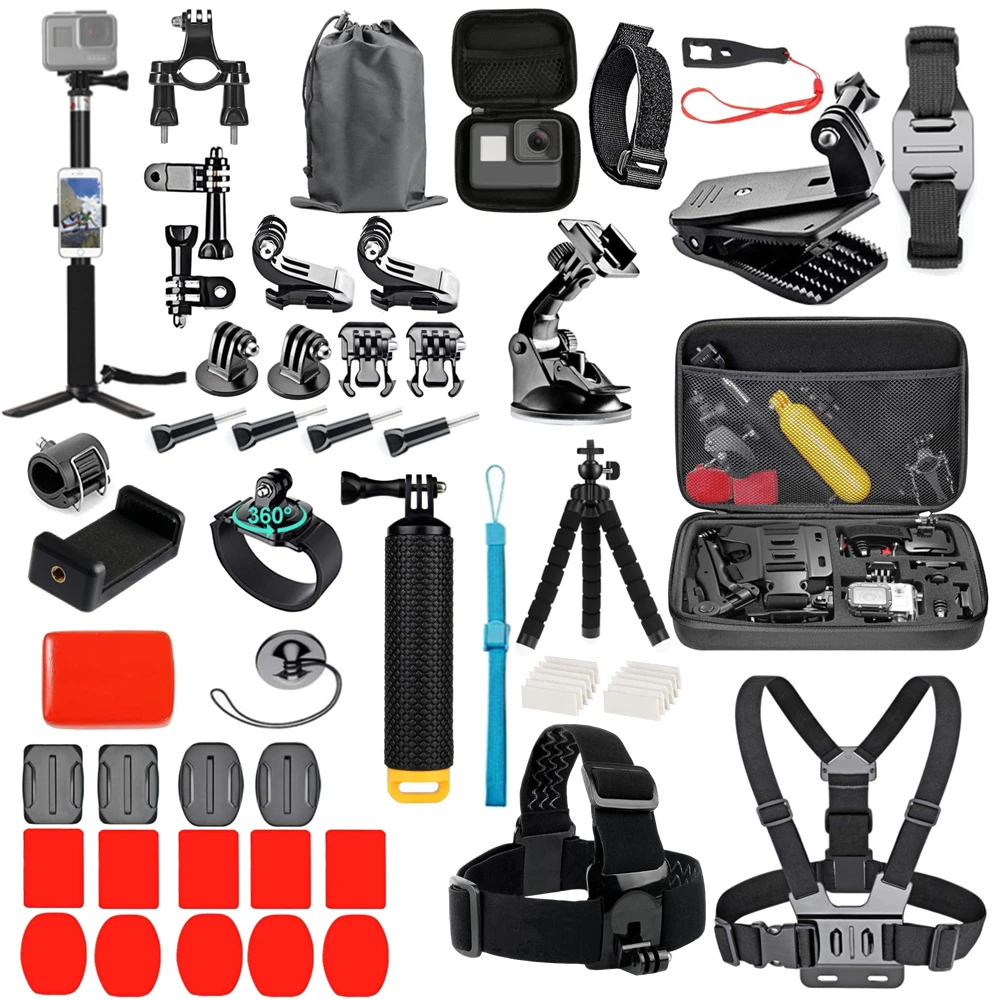 אביזרים למצלמת פעולה עבור Gopro Hero 9 8 7 5 4 עבור Dji Osmo תיק גב עם סוגר ספיגה עבור זכוכית מתקן 4k תיק קסדה