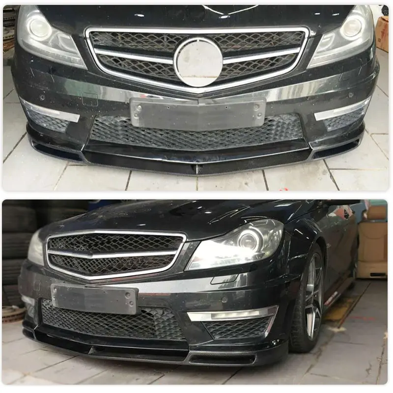 Becquet de lèvre de pare-chocs avant de voiture en Fiber de carbone, pour Mercedes Benz classe C W204 C63 AMG 2012 – 2014, Kit de carrosserie de tablier avant de course