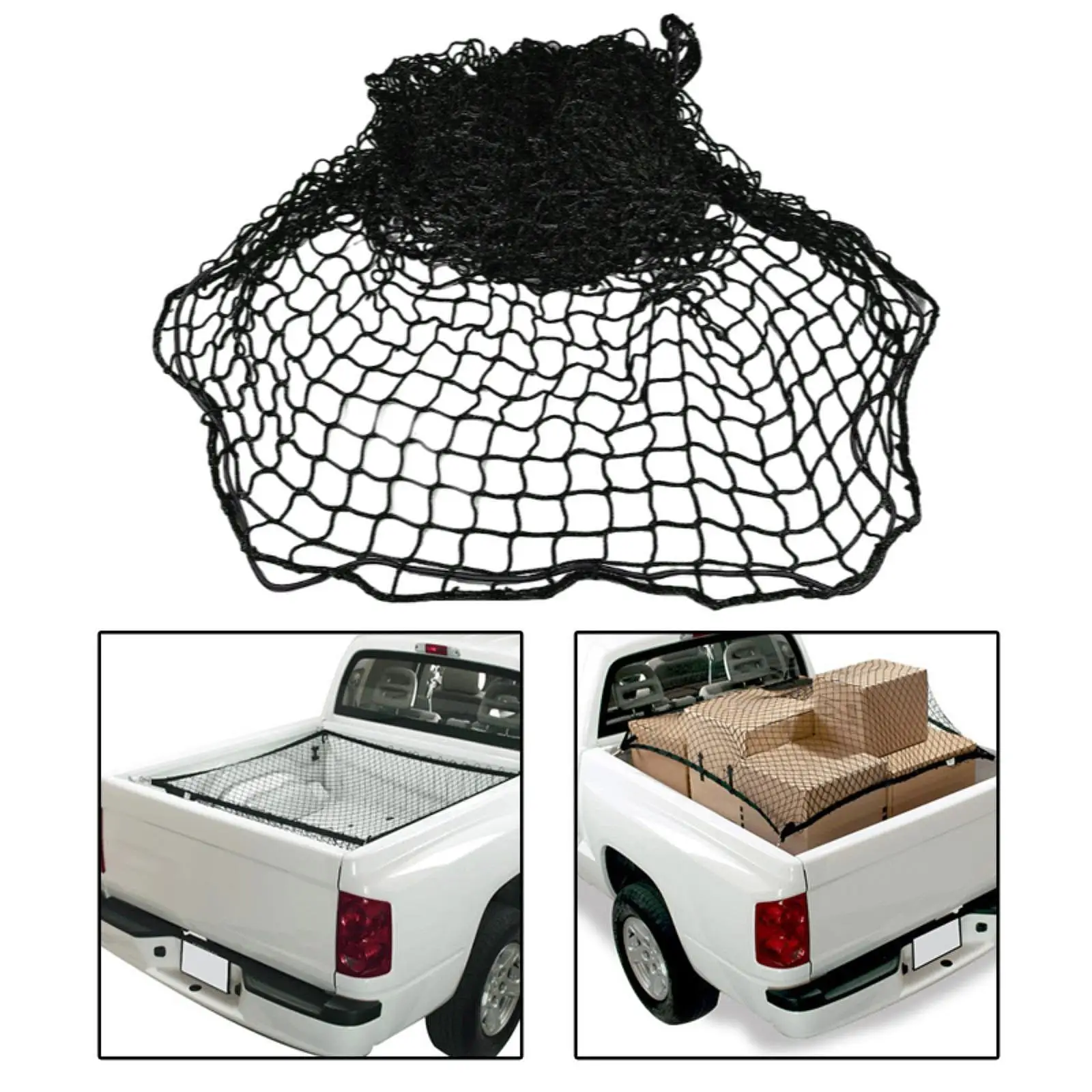 

Универсальная грузовая сетка черного цвета 1,5x2,5 м для тяжелых условий эксплуатации для грузовой кровати-пикапа