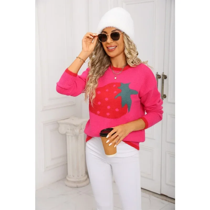

Day Pullover Sweater Base Top Sweater Trend Women's New Winter Style Fashionable Strawberry Valentine's