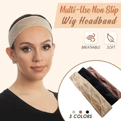 3Pcs/Lot Velvet Fake Hair Band Non-Slip Headband Velcro Wig Securing Accessories Styling Tool HA1960