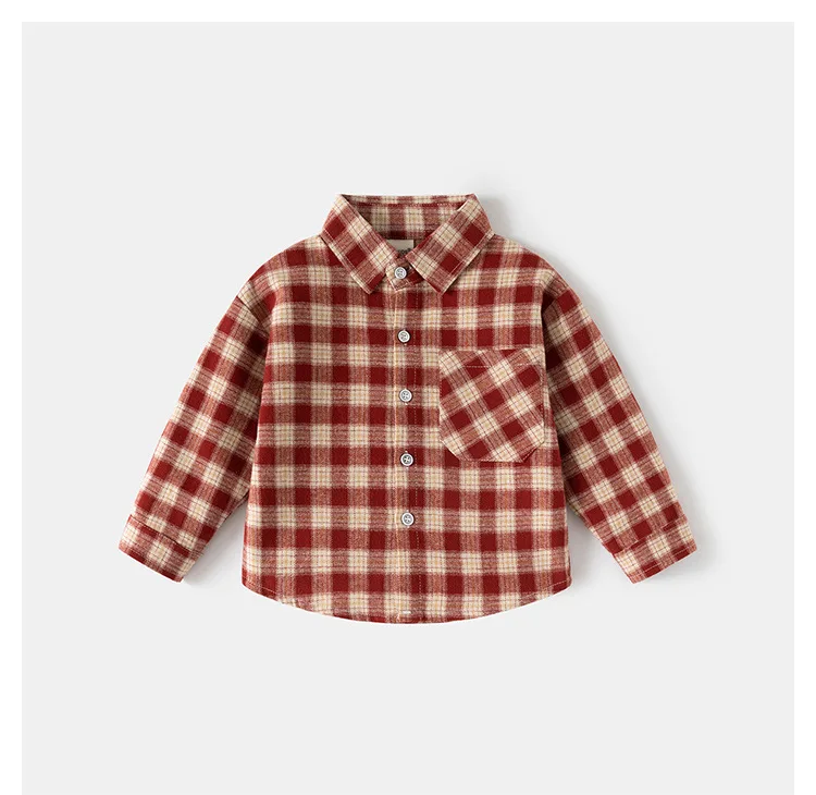 Frühling Herbst Kinder Plaid Langarm-shirt Koreanischen Stil Jungen Mädchen Lose Übergroßen Top Licht Oberbekleidung Casual Kinder Bluse – Detail 6